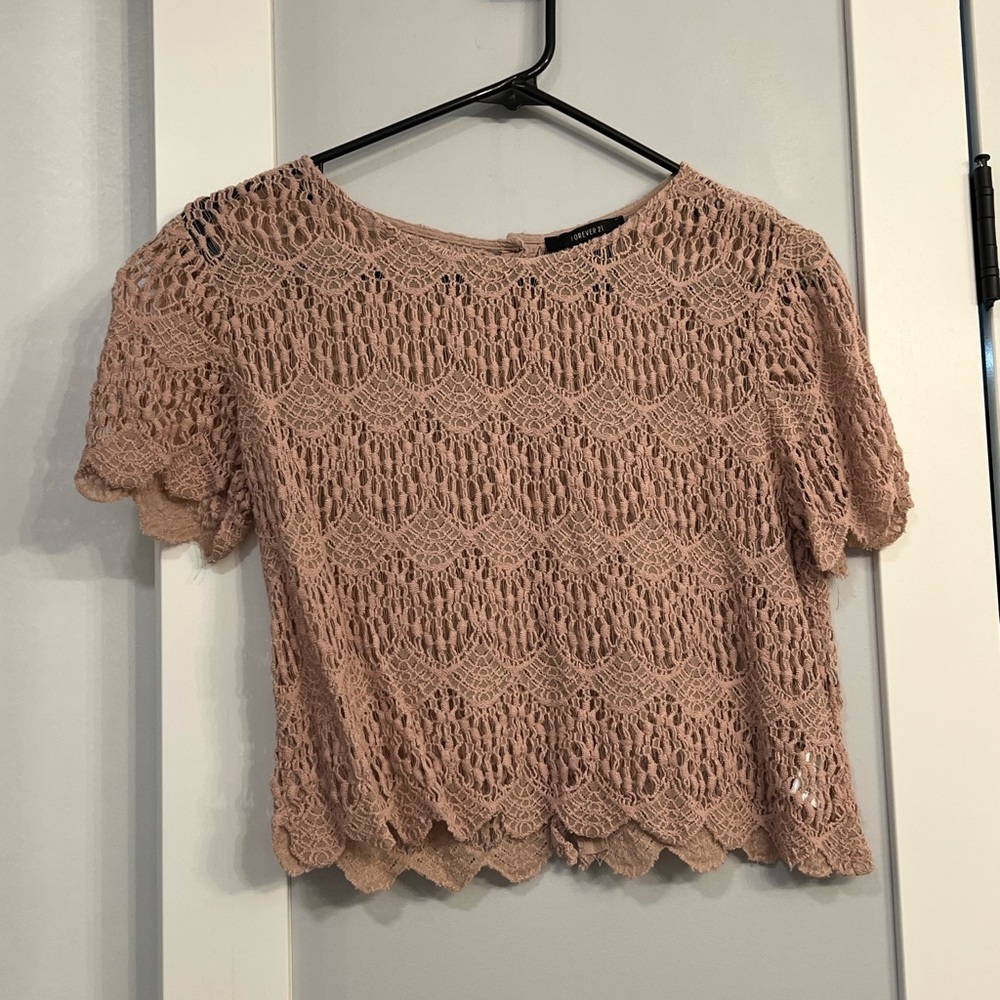 Dusty Rose Crochet Crop Top